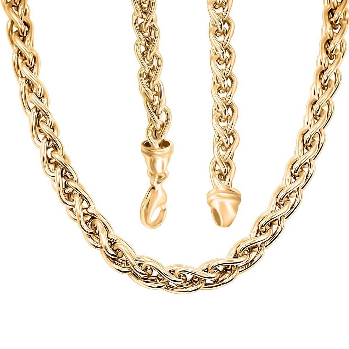 La Bella Italian Wheat Chain Necklace in 14K Yellow Gold Over Sterling Silver 32.5 Grams 20 Inches image number 4
