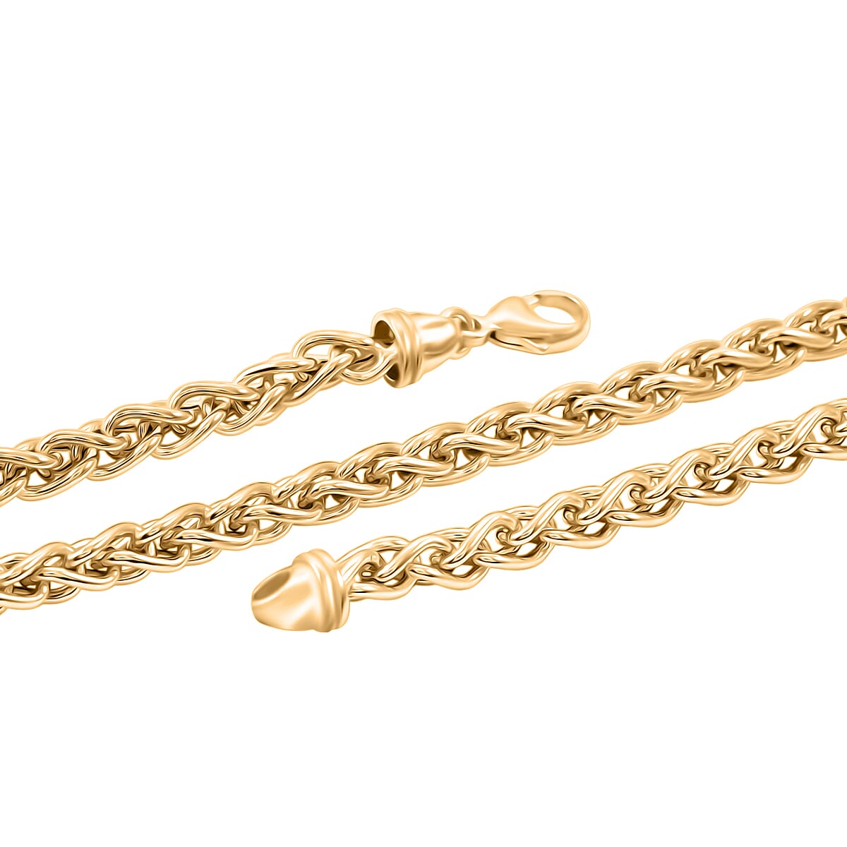 La Bella Italian Wheat Chain Necklace in 14K Yellow Gold Over Sterling Silver 32.5 Grams 20 Inches image number 5