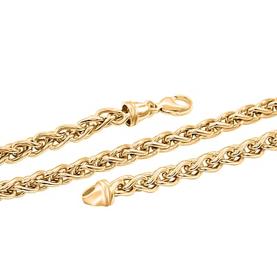 La Bella Italian Wheat Chain Necklace in 14K Yellow Gold Over Sterling Silver 32.5 Grams 20-22 Inches
