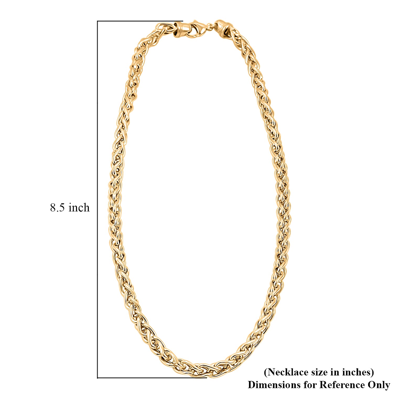 La Bella Italian Wheat Chain Necklace in 14K Yellow Gold Over Sterling Silver 32.5 Grams 20-22 Inches