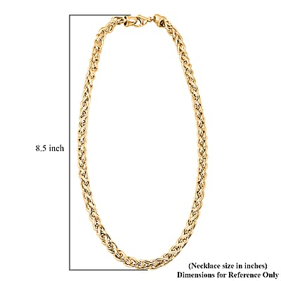 La Bella Italian Wheat Chain Necklace in 14K Yellow Gold Over Sterling Silver 32.5 Grams 20-22 Inches