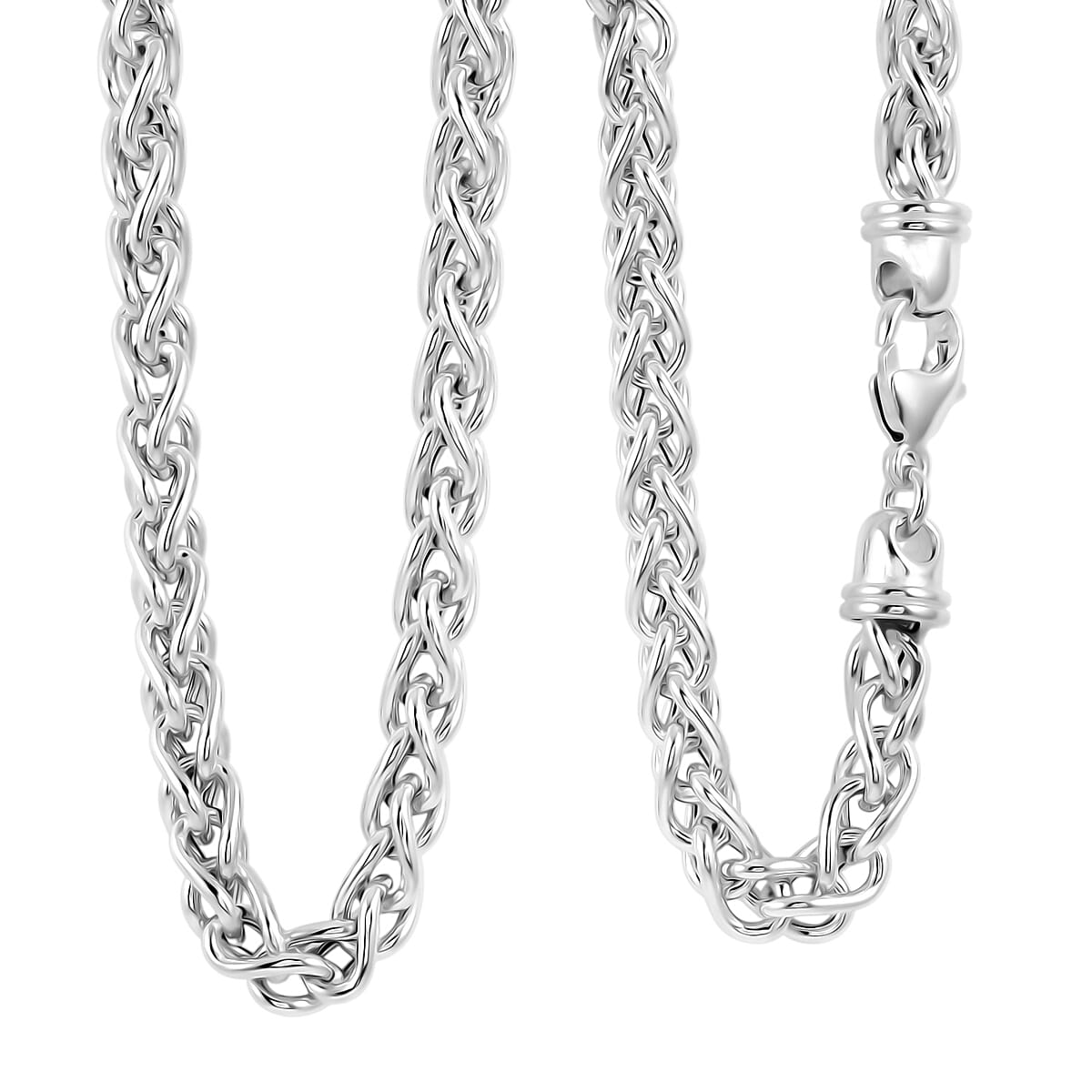 Italian Wheat Chain Necklace in Sterling Silver 32.5 Grams 20 Inches image number 0