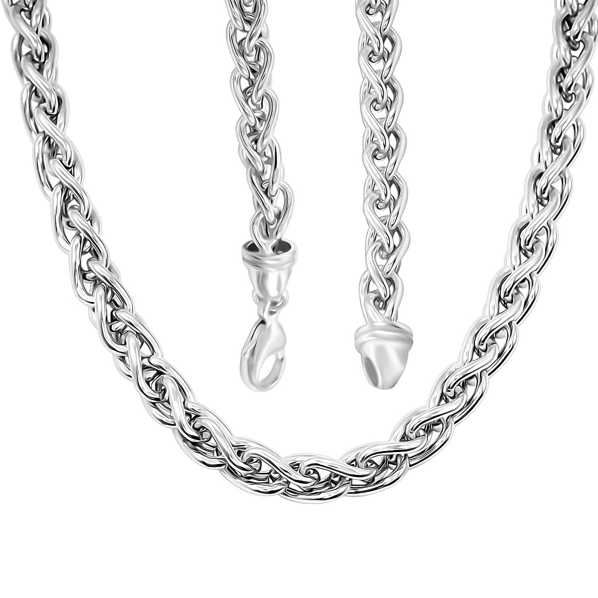 Italian Wheat Chain Necklace in Sterling Silver 32.5 Grams 20 Inches image number 4