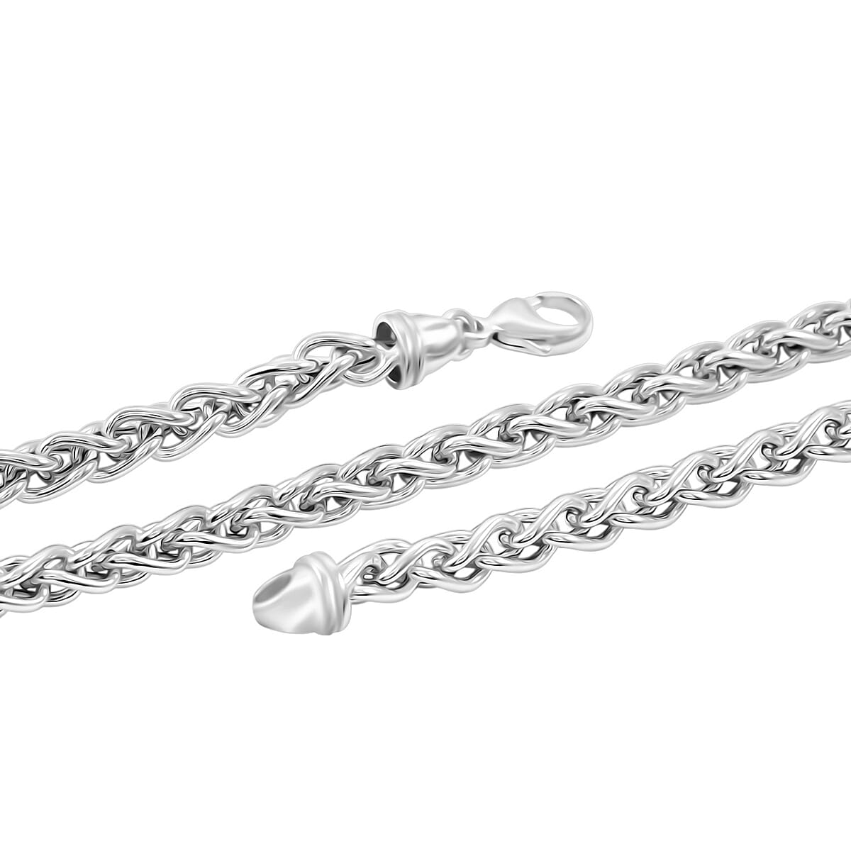 Italian Wheat Chain Necklace in Sterling Silver 32.5 Grams 20 Inches image number 5