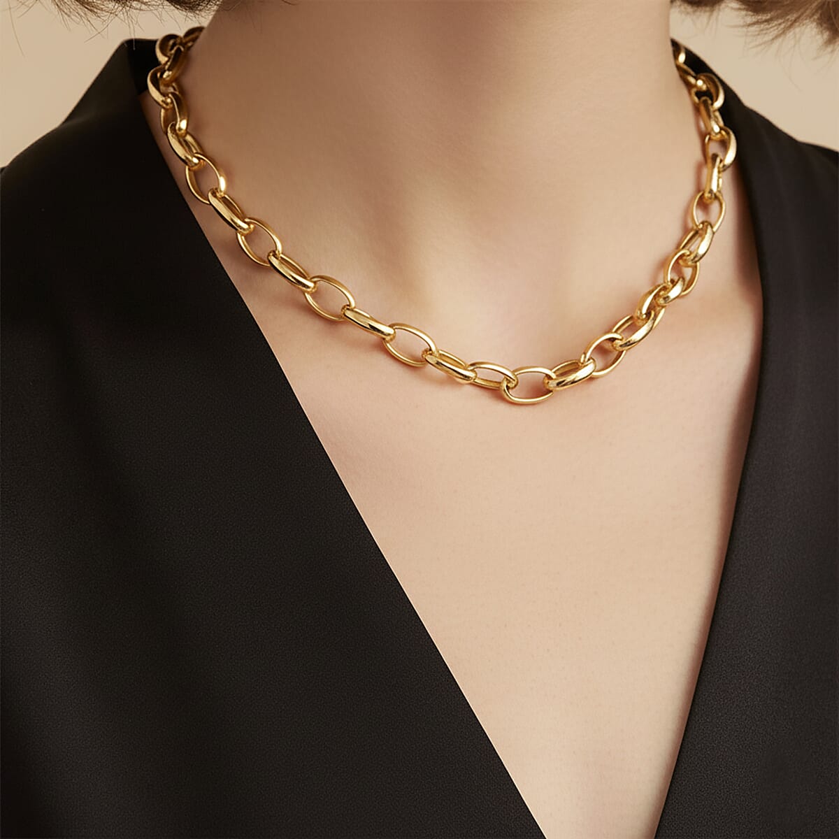 La Bella Italian Rolo Chain Necklace in 14K Yellow Gold Over Sterling Silver 9 Grams 20 Inches image number 2