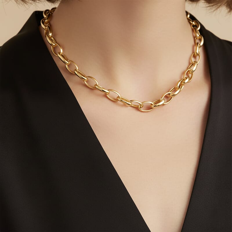 La Bella Italian Rolo Chain Necklace in 14K Yellow Gold Over Sterling Silver 9 Grams 20 Inches