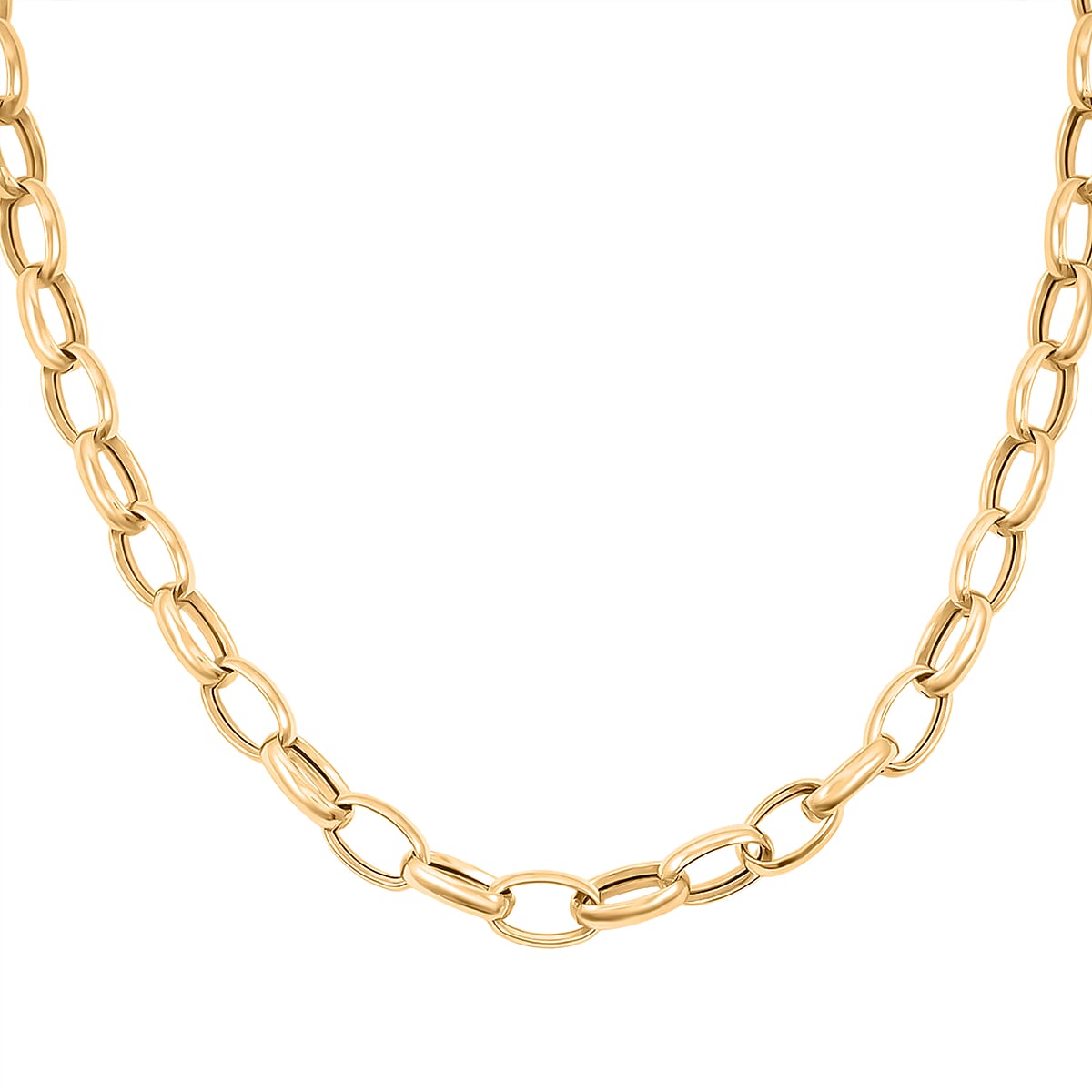 La Bella Italian Rolo Chain Necklace in 14K Yellow Gold Over Sterling Silver 9 Grams 20 Inches image number 3