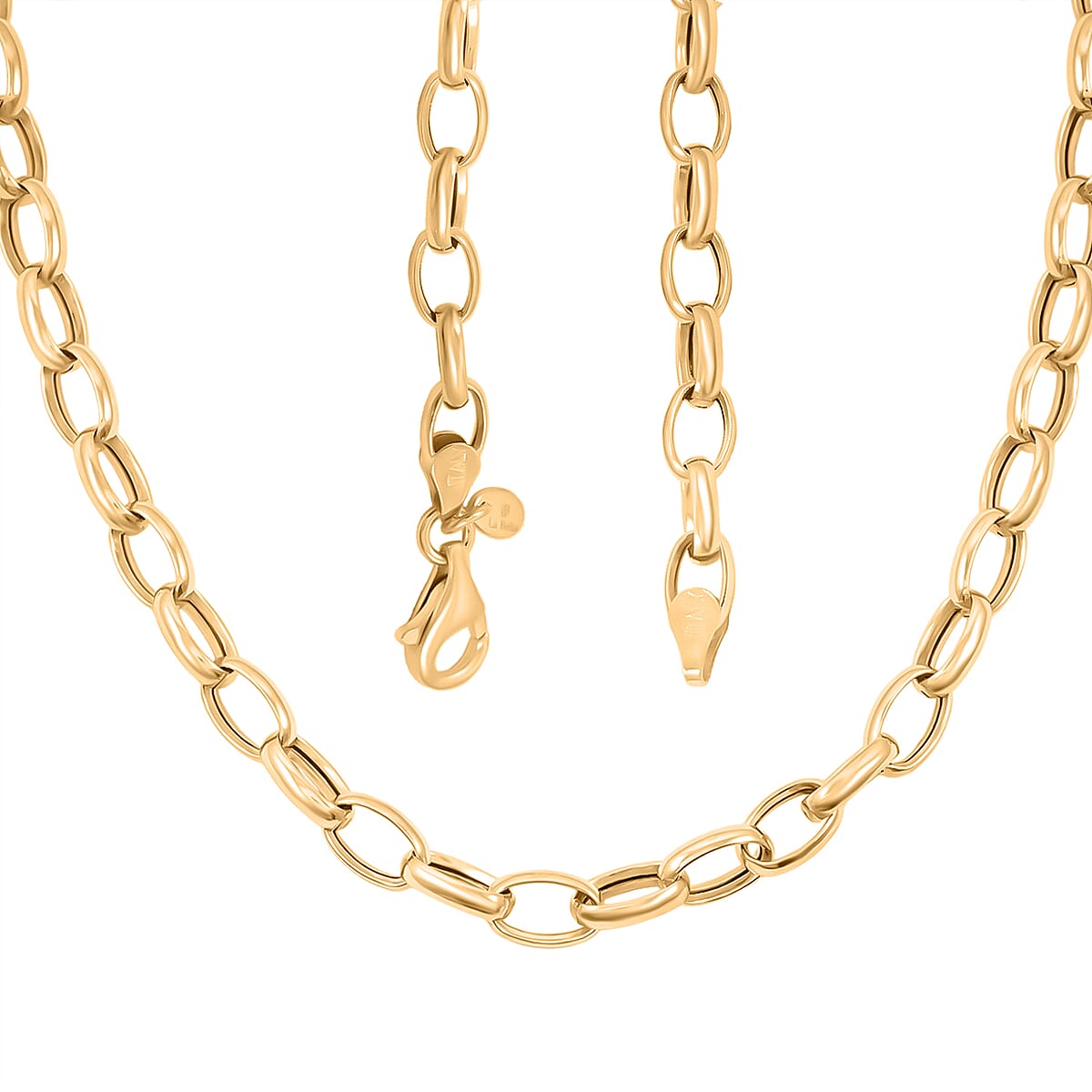 La Bella Italian Rolo Chain Necklace in 14K Yellow Gold Over Sterling Silver 9 Grams 20 Inches image number 4