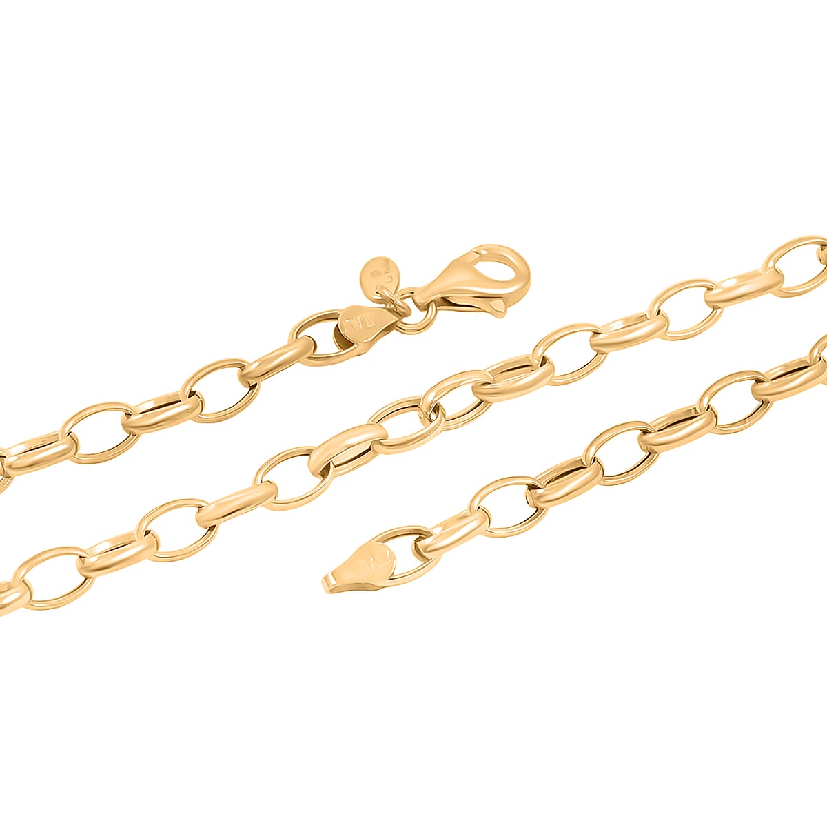 La Bella Italian Rolo Chain Necklace in 14K Yellow Gold Over Sterling Silver 9 Grams 20 Inches image number 5