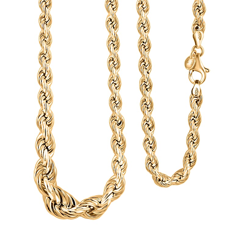 La Bella 14K YG Over Sterling Silver Rope Necklace 20 Inches 22.75 Grams