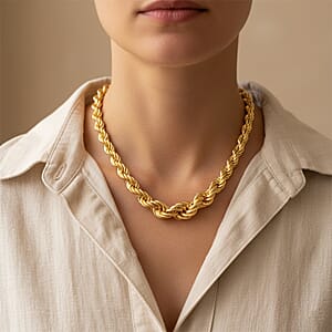 La Bella 14K YG Over Sterling Silver Rope Necklace 20 Inches 22.75 Grams