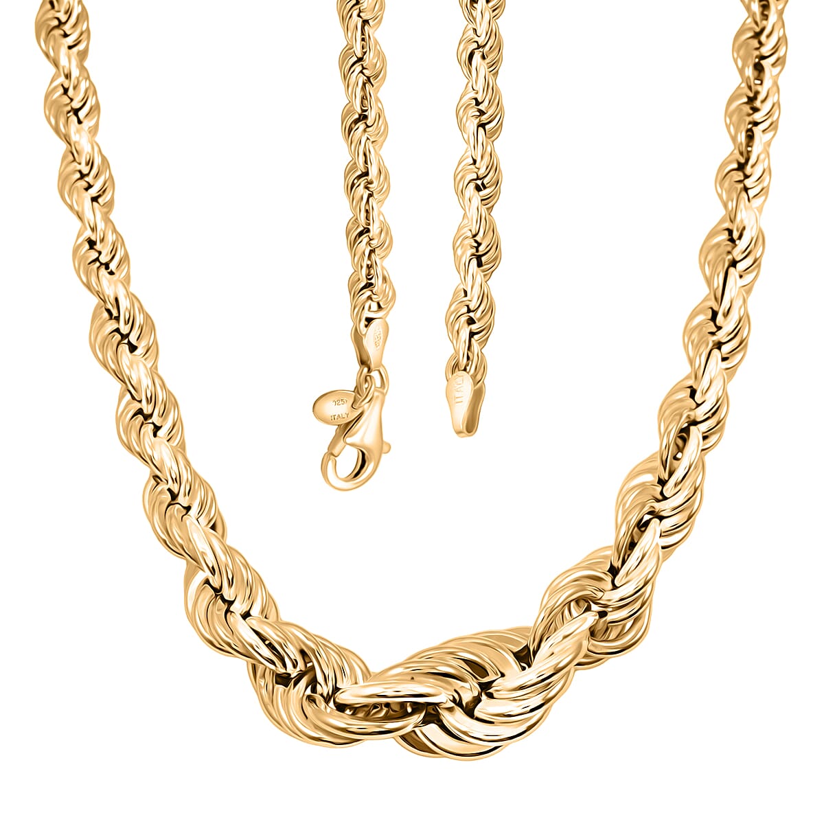 La Bella 14K YG Over Sterling Silver Rope Necklace 20 Inches 22.75 Grams image number 4