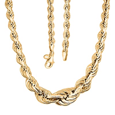 La Bella 14K YG Over Sterling Silver Rope Necklace 20 Inches 22.75 Grams