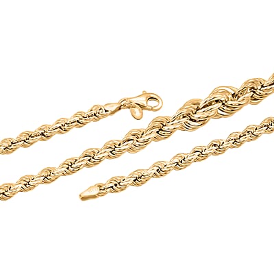 La Bella 14K YG Over Sterling Silver Rope Necklace 20 Inches 22.75 Grams