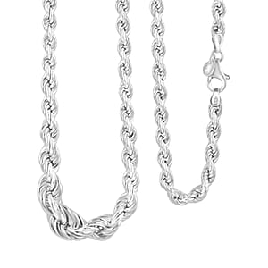 La Bella Italian Rope Chain Necklace in Sterling Silver 22.75 Grams 20 Inches