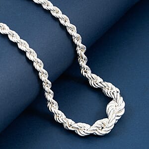 La Bella Italian Rope Chain Necklace in Sterling Silver 22.75 Grams 20 Inches