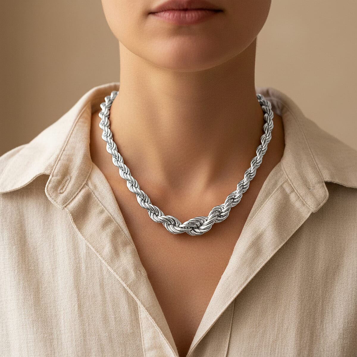 La Bella Italian Rope Chain Necklace in Sterling Silver 22.75 Grams 20 Inches image number 2