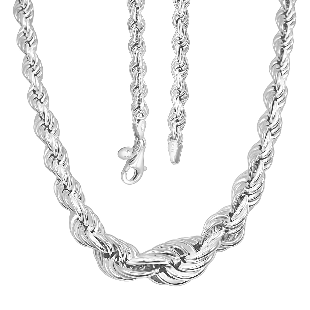 La Bella Italian Rope Chain Necklace in Sterling Silver 22.75 Grams 20 Inches image number 4