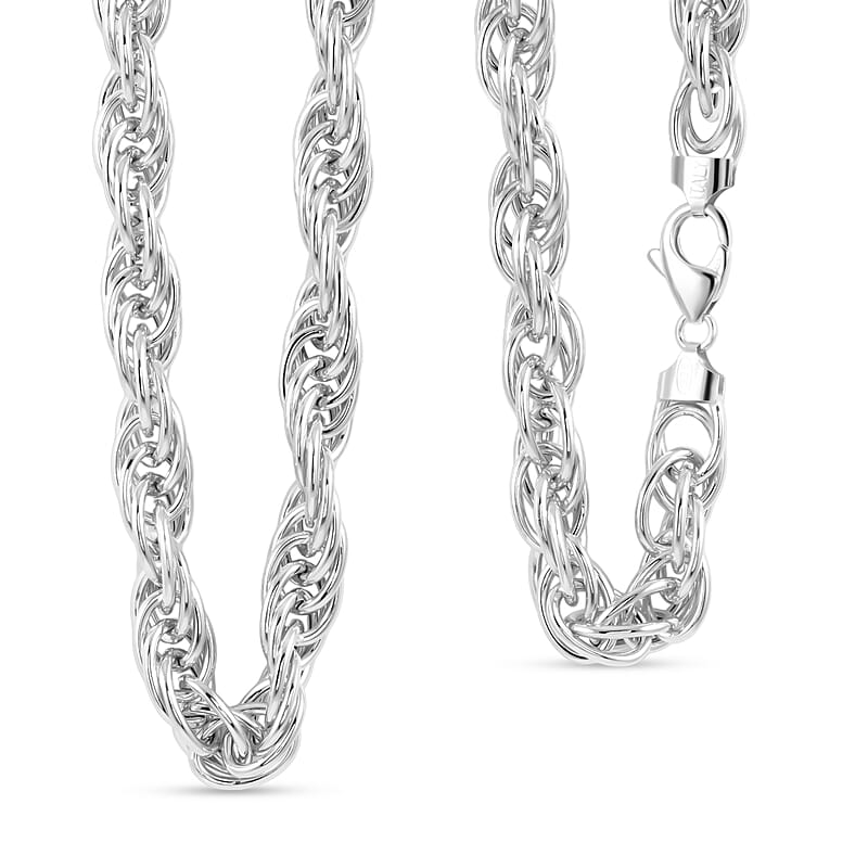 La Bella Italian Fancy Rope Chain Necklace in Sterling Silver 53.8 Grams 22 Inches