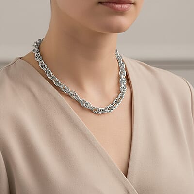 La Bella Italian Fancy Rope Chain Necklace in Sterling Silver 53.8 Grams 22 Inches