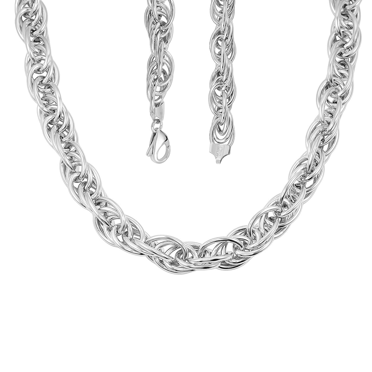 La Bella Italian Fancy Rope Chain Necklace in Sterling Silver 53.8 Grams 22 Inches image number 4