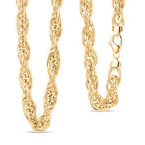 La Bella Italian Fancy Rope Chain Necklace in 14K Yellow Gold Over Sterling Silver 53.8 Grams 22 Inches