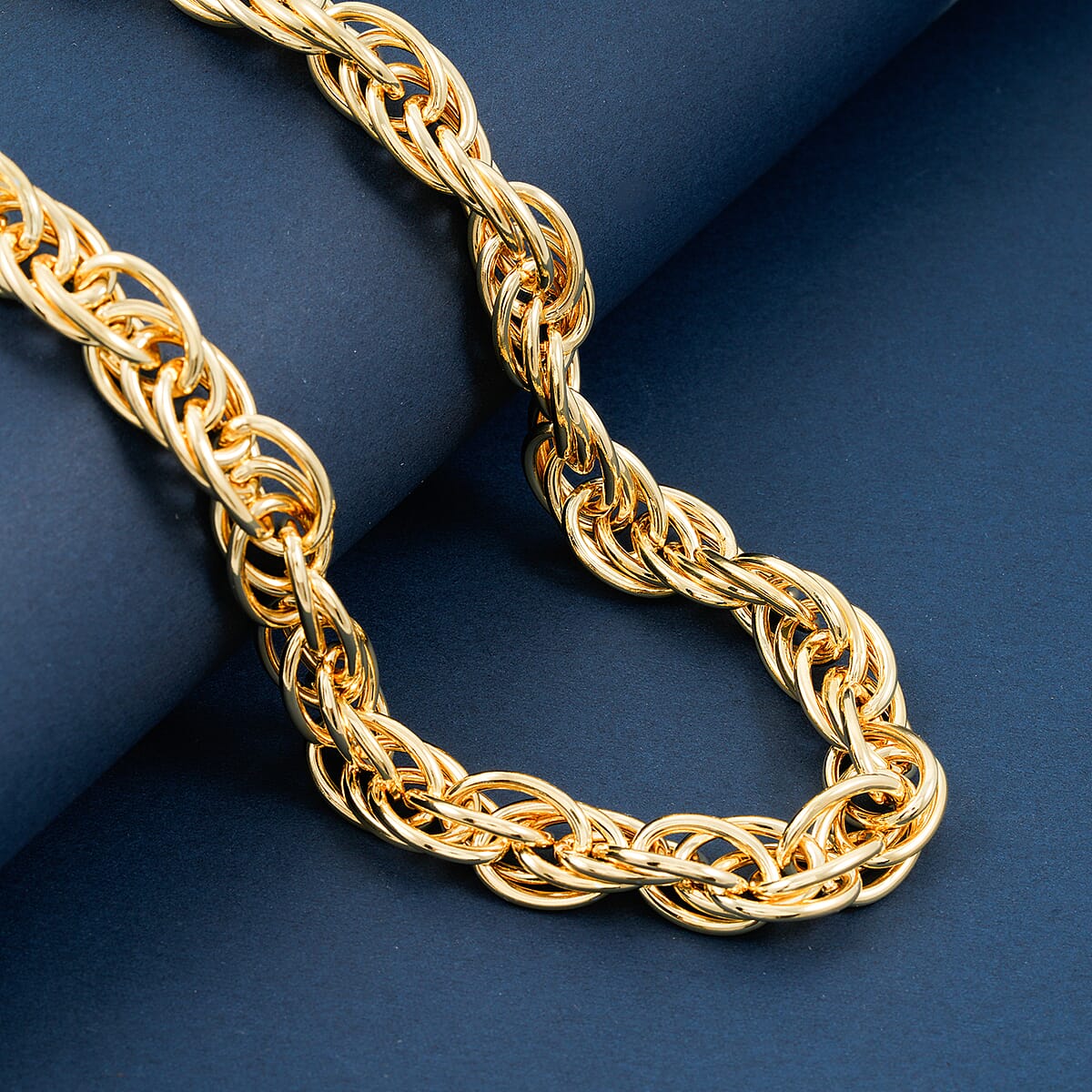 La Bella Italian Fancy Rope Chain Necklace in 14K Yellow Gold Over Sterling Silver 53.8 Grams 22 Inches image number 1