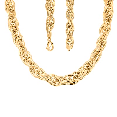 La Bella Italian Fancy Rope Chain Necklace in 14K Yellow Gold Over Sterling Silver 53.8 Grams 22 Inches