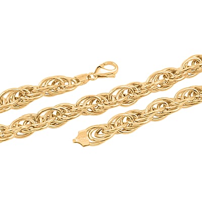 La Bella Italian Fancy Rope Chain Necklace in 14K Yellow Gold Over Sterling Silver 53.8 Grams 22 Inches
