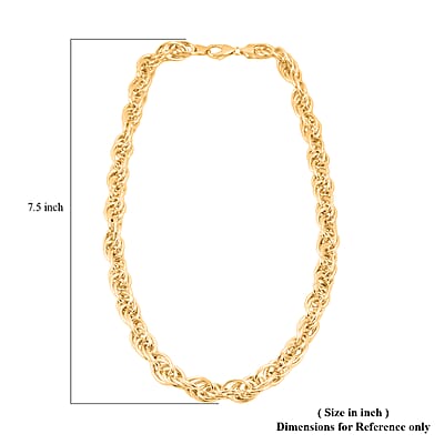 La Bella Italian Fancy Rope Chain Necklace in 14K Yellow Gold Over Sterling Silver 53.8 Grams 22 Inches