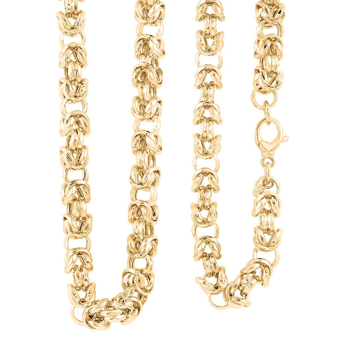 La Bella Italian Fancy Byzantine Chain Necklace in 14K Yellow Gold Over Sterling Silver 53.9 Grams 22 Inches image number 0