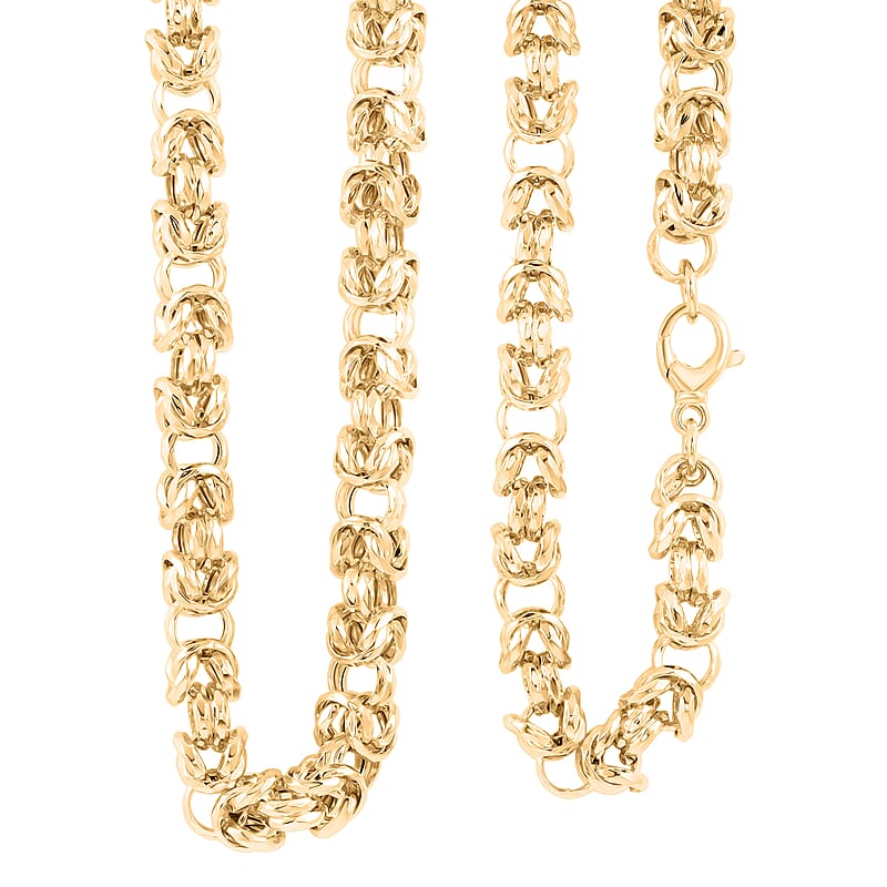 La Bella Italian Fancy Byzantine Chain Necklace in 14K Yellow Gold Over Sterling Silver 53.9 Grams 22 Inches