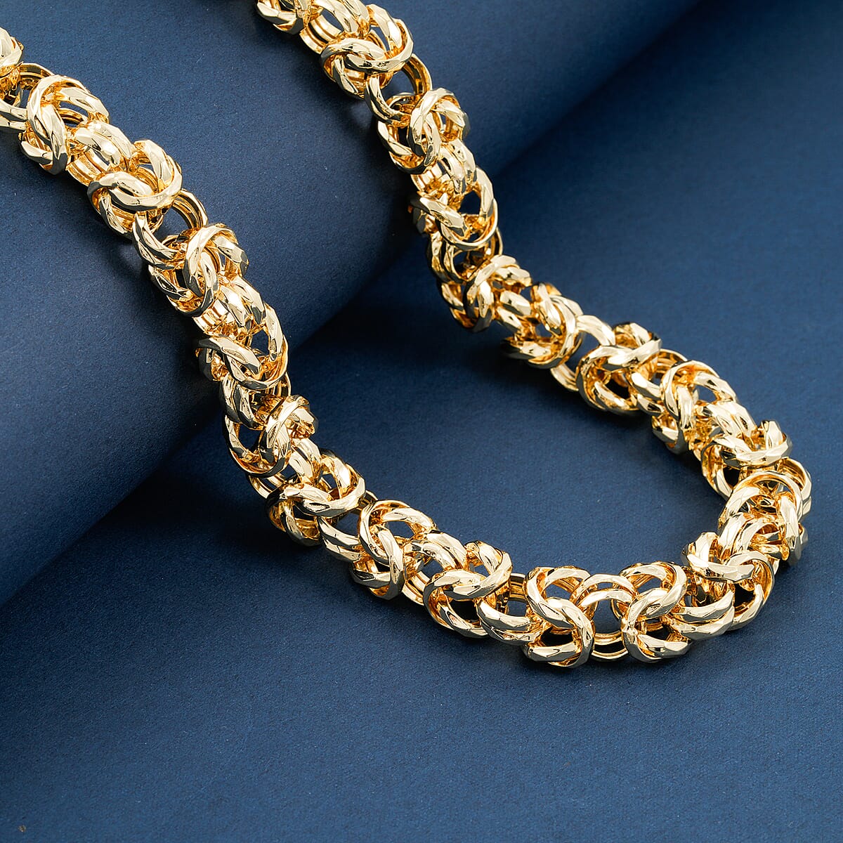 La Bella Italian Fancy Byzantine Chain Necklace in 14K Yellow Gold Over Sterling Silver 53.9 Grams 22 Inches image number 1