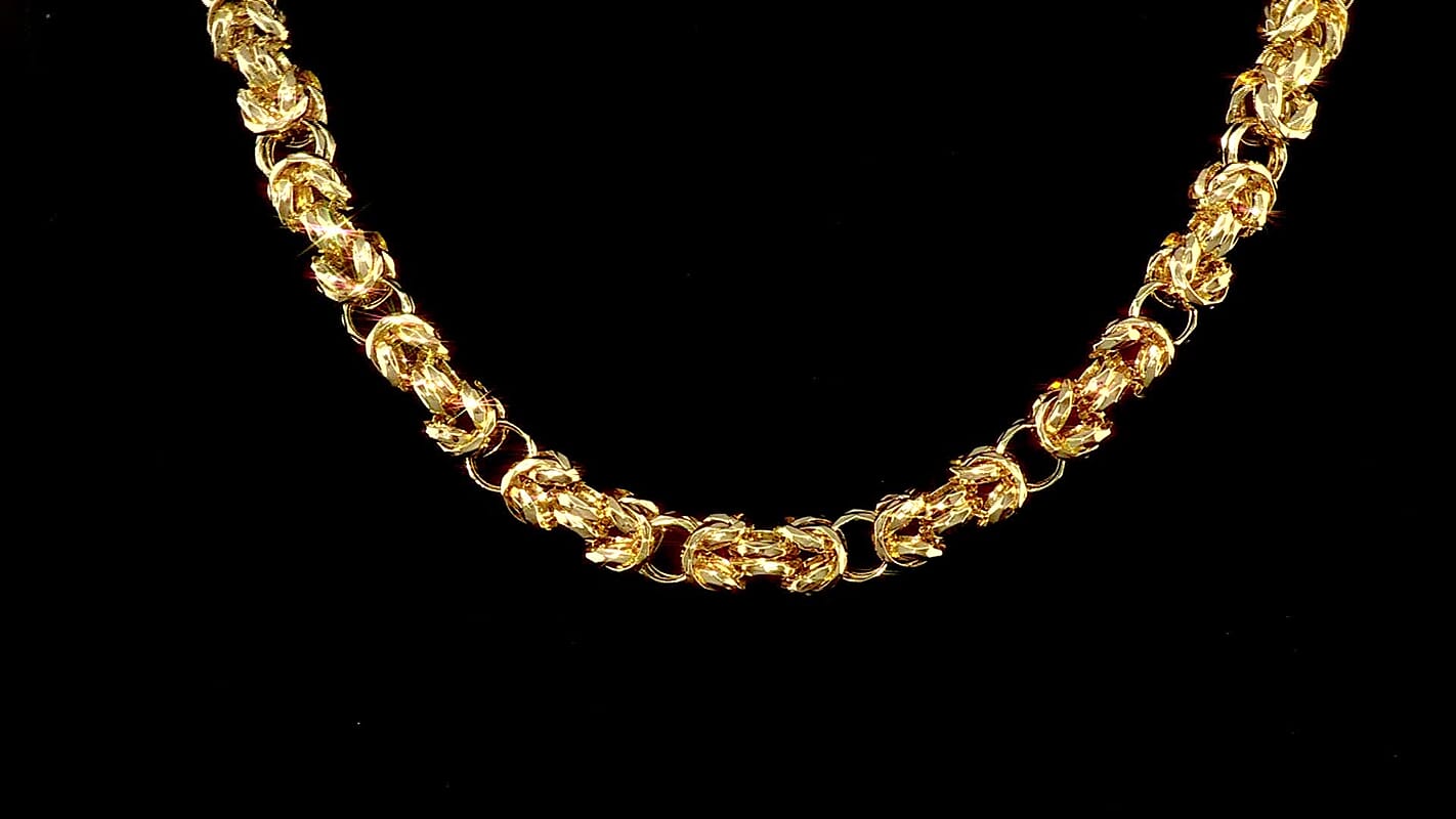 La Bella Italian Fancy Byzantine Chain Necklace in 14K Yellow Gold Over Sterling Silver 53.9 Grams 22 Inches