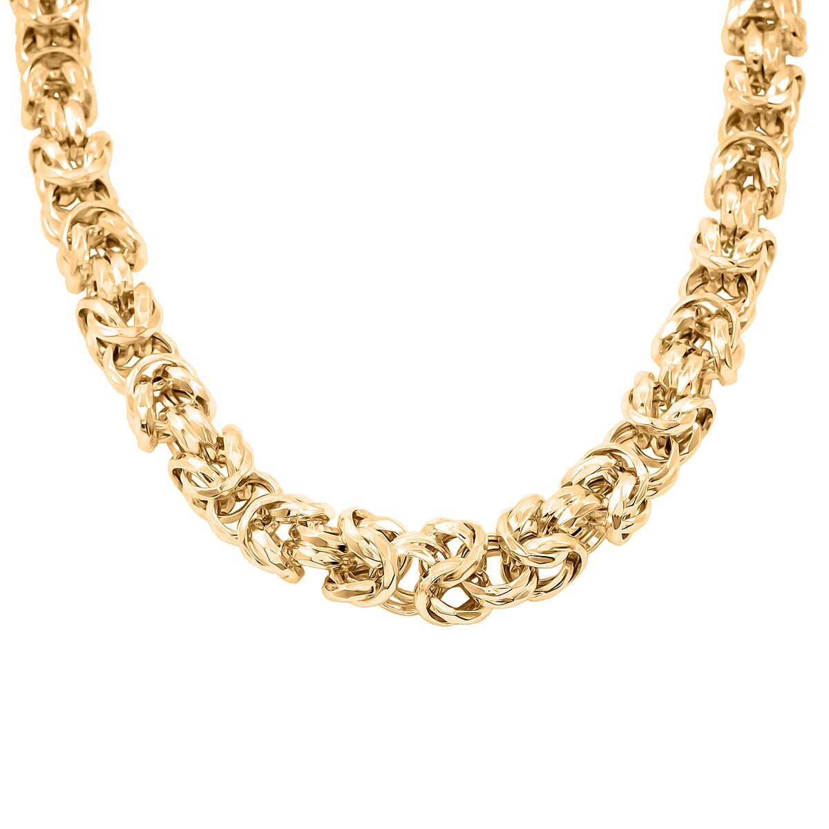 La Bella Italian Fancy Byzantine Chain Necklace in 14K Yellow Gold Over Sterling Silver 53.9 Grams 22 Inches image number 3