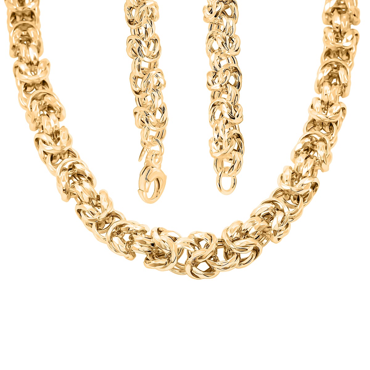 La Bella Italian Fancy Byzantine Chain Necklace in 14K Yellow Gold Over Sterling Silver 53.9 Grams 22 Inches image number 4