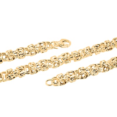 La Bella Italian Fancy Byzantine Chain Necklace in 14K Yellow Gold Over Sterling Silver 53.9 Grams 22 Inches