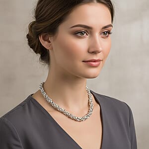 La Bella Italian Fancy Byzantine Chain Necklace in Sterling Silver 53.9 Grams 22 Inches