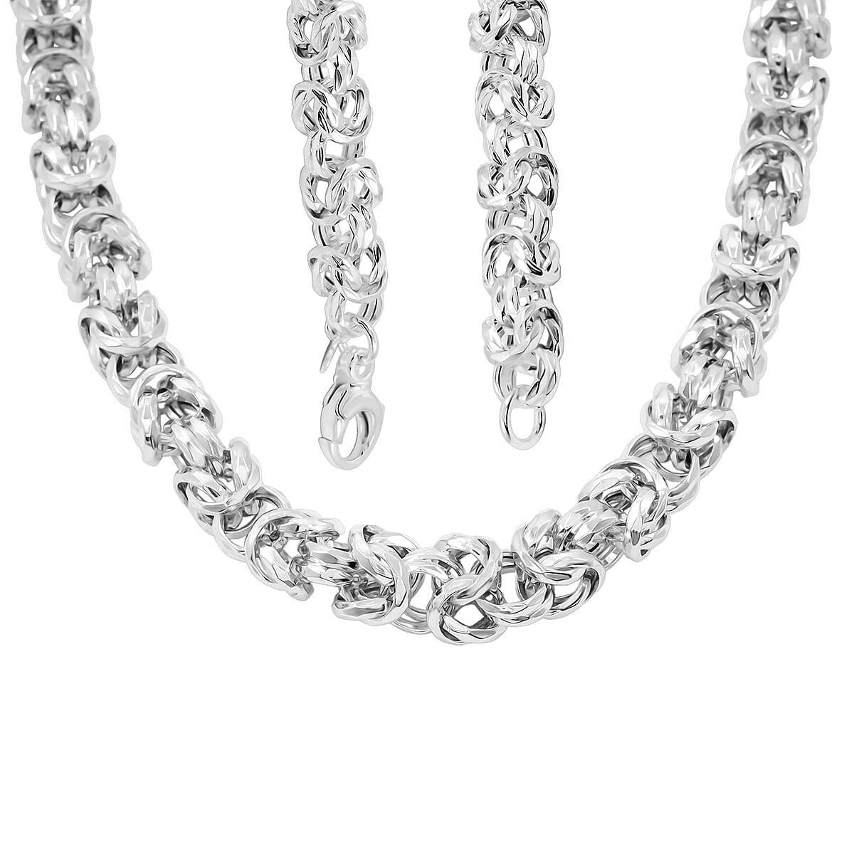 La Bella Italian Fancy Byzantine Chain Necklace in Sterling Silver 53.9 Grams 22 Inches image number 4