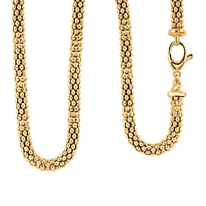 La Bella Italian Pop Corn Chain Necklace in 14K Yellow Gold Over Sterling Silver 24 Grams 22 Inches