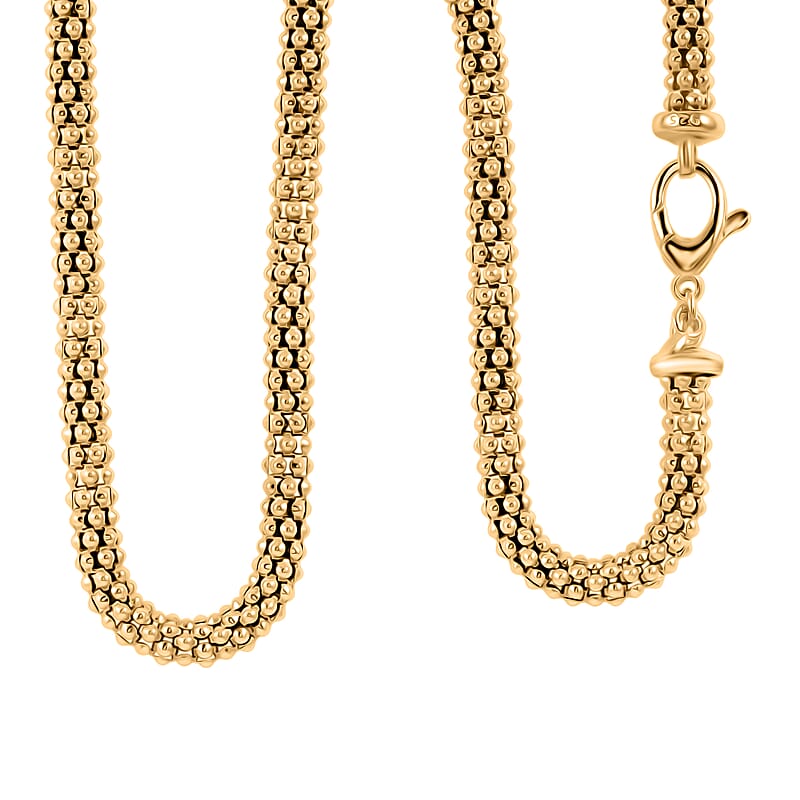 La Bella Italian 14K YG Over Sterling Silver Popcorn Chain Necklace (22 Inches) (24 Grams)