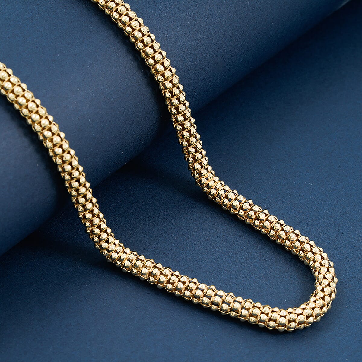 La Bella Italian Pop Corn Chain Necklace in 14K Yellow Gold Over Sterling Silver 24 Grams 22 Inches image number 1