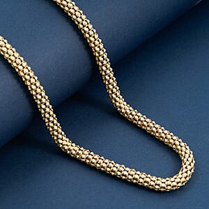 La Bella Italian 14K YG Over Sterling Silver Popcorn Chain Necklace (22 Inches) (24 Grams)