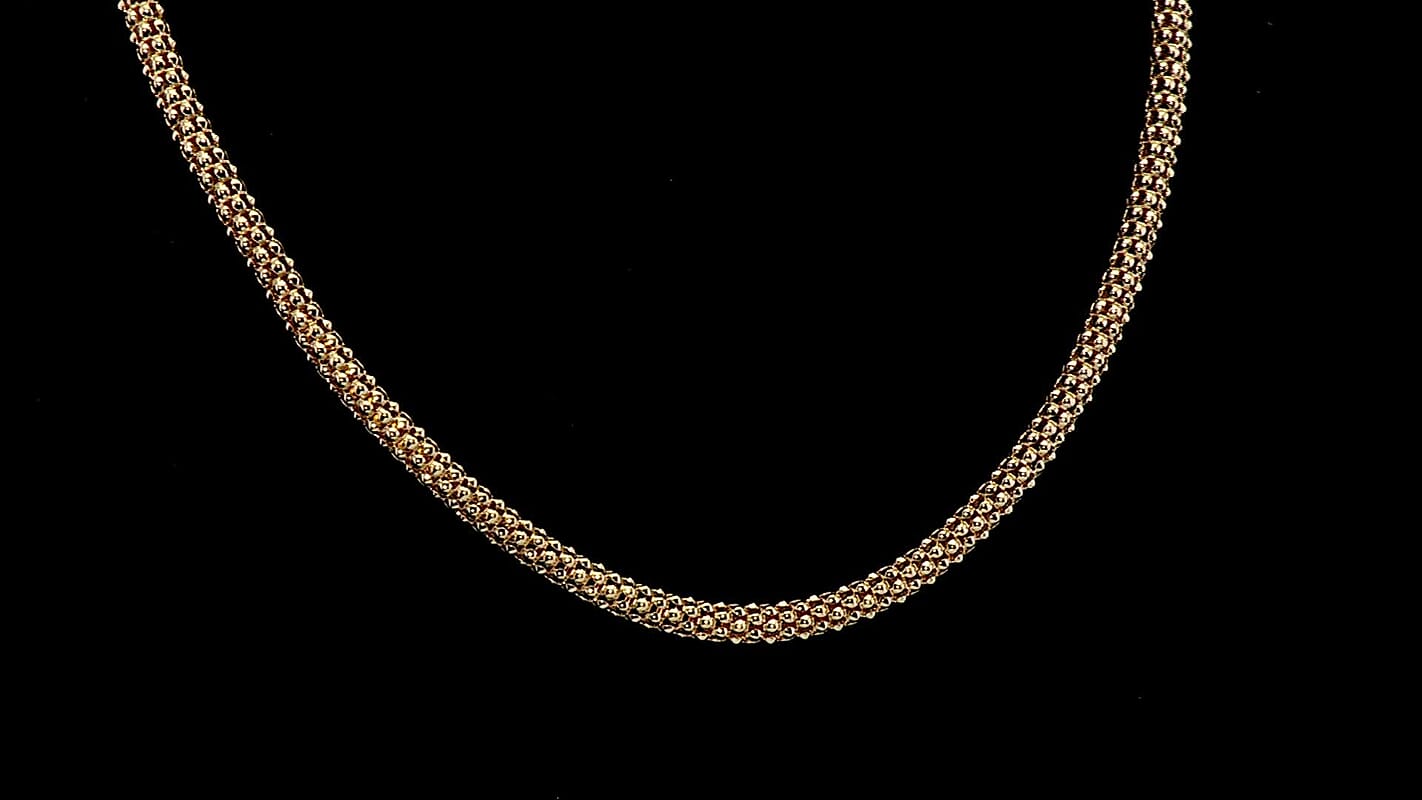 La Bella Italian 14K YG Over Sterling Silver Popcorn Chain Necklace (22 Inches) (24 Grams)