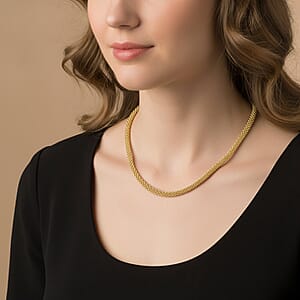 La Bella Italian 14K YG Over Sterling Silver Popcorn Chain Necklace (22 Inches) (24 Grams)