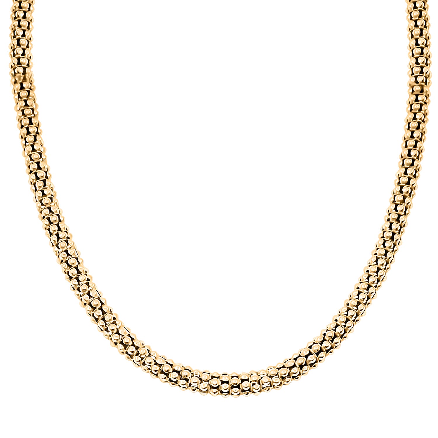 La Bella Italian 14K YG Over Sterling Silver Popcorn Chain Necklace (22 Inches) (24 Grams)