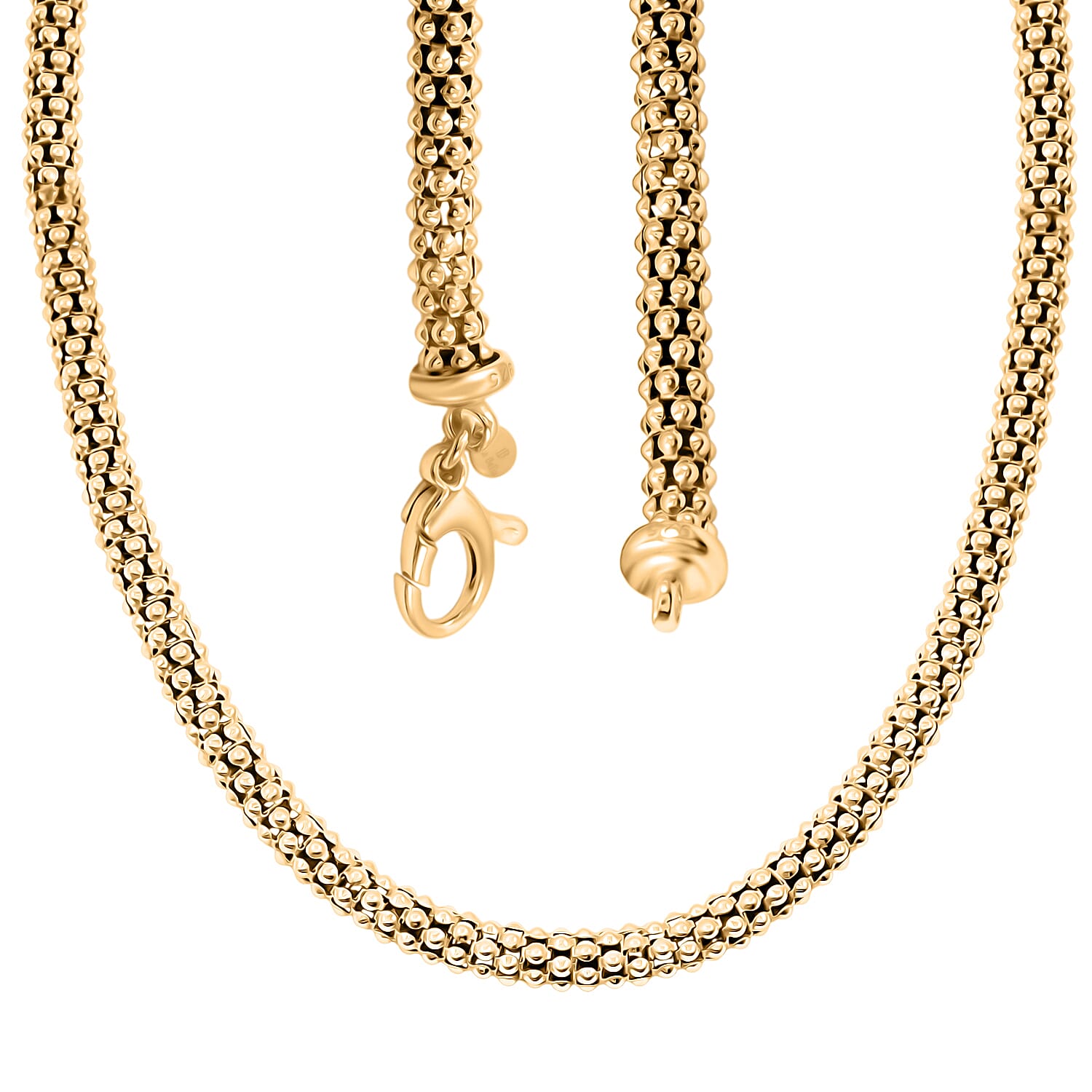 La Bella Italian 14K YG Over Sterling Silver Popcorn Chain Necklace (22 Inches) (24 Grams)