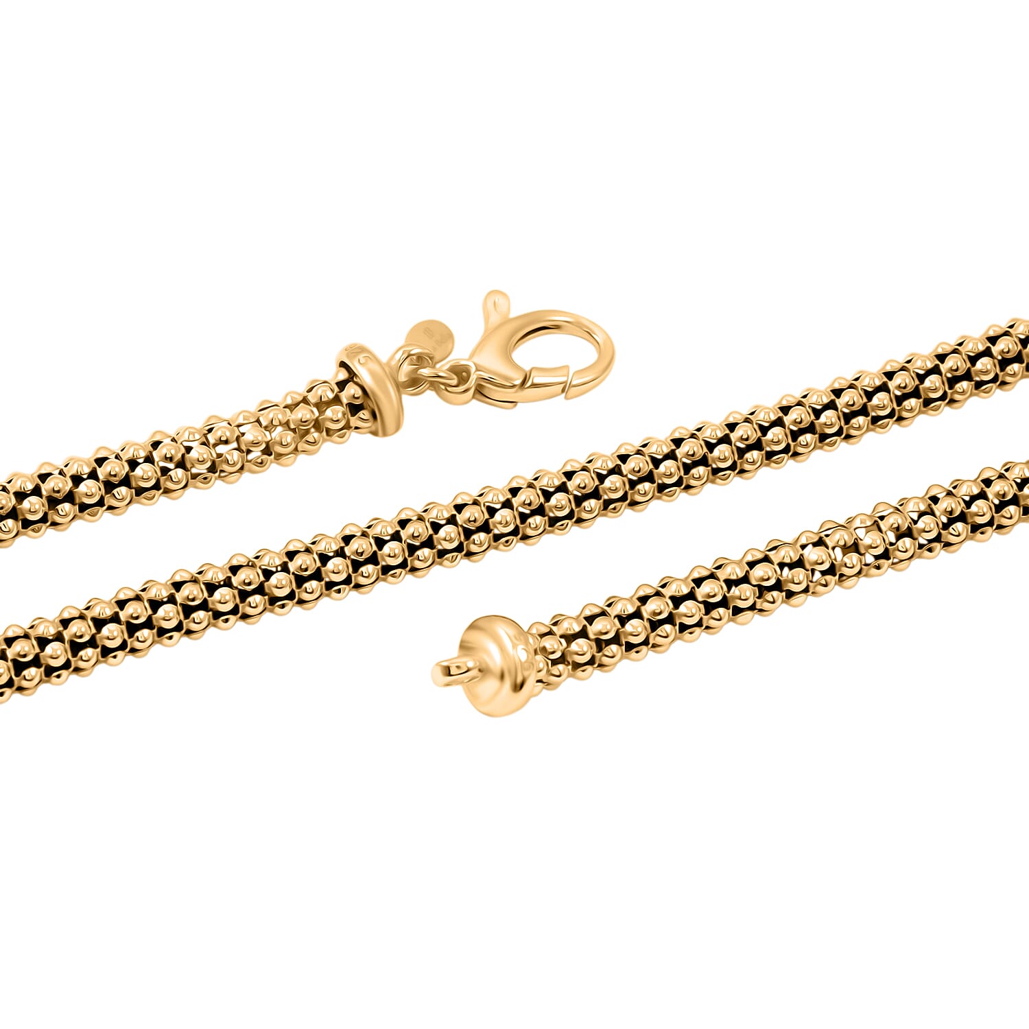 La Bella Italian 14K YG Over Sterling Silver Popcorn Chain Necklace (22 Inches) (24 Grams)