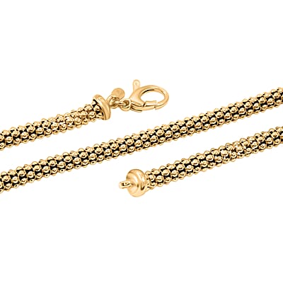 La Bella Italian 14K YG Over Sterling Silver Popcorn Chain Necklace (22 Inches) (24 Grams)