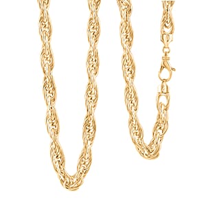 La Bella Italian Fancy Rope Chain Necklace in 14K Yellow Gold Over Sterling Silver 29.2 Grams 22 Inches
